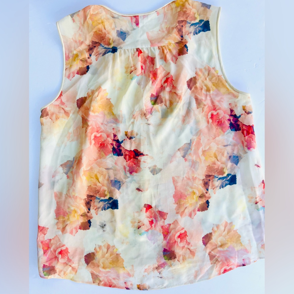 Rebecca Taylor Enchanted Garden Silk Floral Sleeveless Relaxed Fit Blouse - Sz 8 - Picture 6 of 8